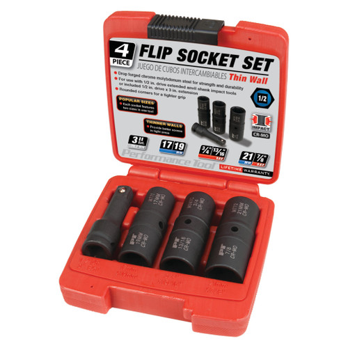 4 pc. 1/2" Dr. Flip Socket Set | WILM774