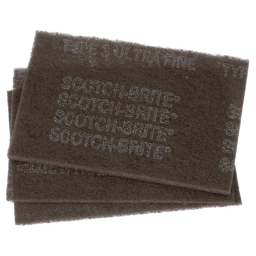 Scotch-Brite Hand Pad, Ultra Fine, Gray, 9 in x 6 in, 3 Pack | MMM37448