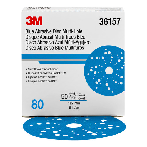 Hookit Blue Abrasive Disc 321U Multi-hole, 5 in, 80 | MMM36157