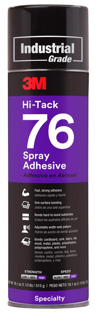 Hi-Tack Spray Adhesive 76, Clear, 24 fl oz Can (Net Wt 18.1 oz), NOT FOR SALE IN CA AND OTHER STATES | MMM62494349202