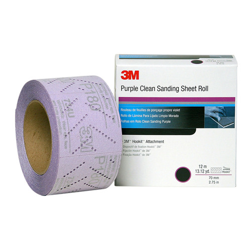 Hookit Purple Clean Sanding Sheet Roll 334U, P500, 70 mm x 12m | MMM30702