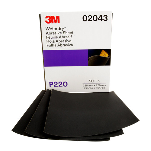 Wetordry Abrasive Sheet, P220, 9 in x 11 in | MMM02043