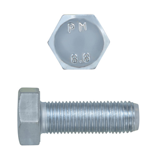 M10-1.25 x 30mm Metric Hex Head Cap Bolts Class 8.8 Fine Zinc DIN961 FT | 105009-156