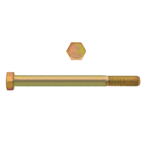 M12-1.75 x 110mm Metric Hex Head Cap Bolts Class 10.9 Coarse Zinc-Yellow DIN931 PT | 105613-427