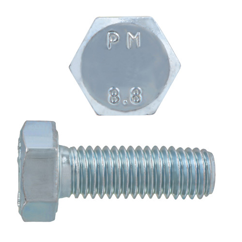 M5-0.80 x 12mm Metric Hex Head Cap Bolts Class 8.8 Coarse Zinc DIN933 FT | 105024-012