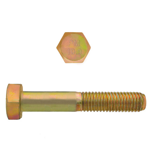 M8-1.25 x 45mm Metric Hex Head Cap Bolts Class 10.9 Coarse Zinc-Yellow DIN931 PT | 105613-323