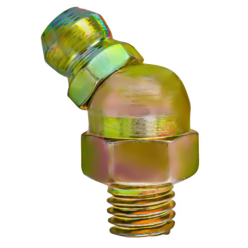 1/4-28  Hydraulic Grease Fittings 45° Elbow Short Steel Type 3 Zinc-Yellow | 105904-636