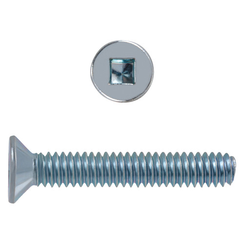 #10-24 x 1/2" Flat Head Square Drive Machine Screws Stl Zn | 105176-189