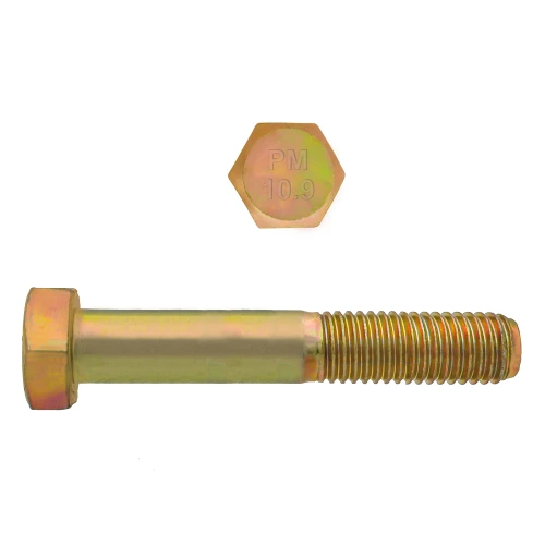 M10-1.50 x 55mm Metric Hex Head Cap Bolts Class 10.9 Coarse Zinc-Yellow DIN931 PT | 105613-375