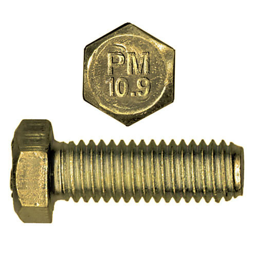 M5-0.80 x 25mm Metric Hex Head Cap Screws Class 10.9 Coarse Zinc-Yellow DIN933 FT | 105613-205