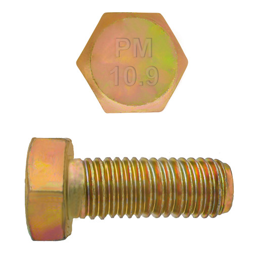 M14-2.00 x 30mm Metric Hex Head Cap Bolts Class 10.9 Coarse Zinc-Yellow DIN933 FT | 105613-438