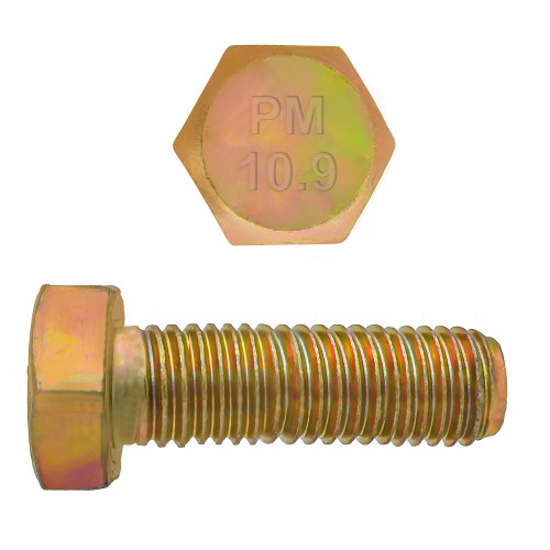 M14-2.00 x 40mm Metric Hex Head Cap Bolts Class 10.9 Coarse Zinc-Yellow DIN933 FT | 105613-440
