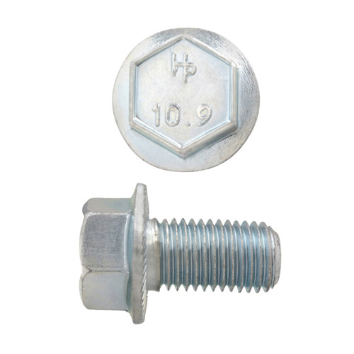 M10-1.25 x 16mm Metric Hex Flange Bolts Zinc Class 10.9 Fine Thread FT | 105611-364