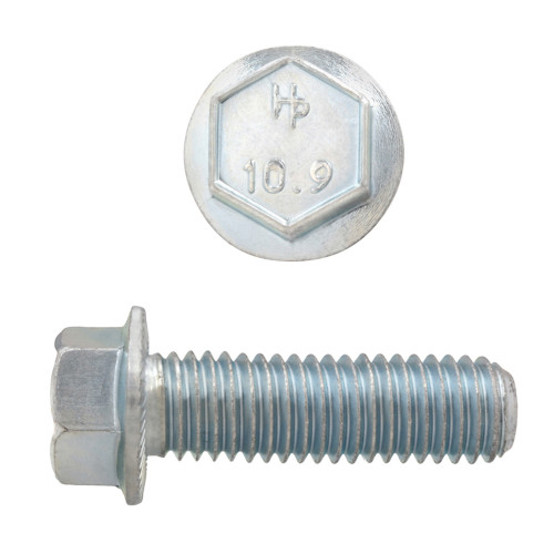 M8-1.25 x 25mm Metric Hex Flange Bolts Zinc Class 10.9 Coarse Thread FT | 105611-318