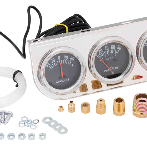 Chrome Series Triple Ammeter, Oil Pressure and Water Temperature Gauge Kit | SWXHTA1308