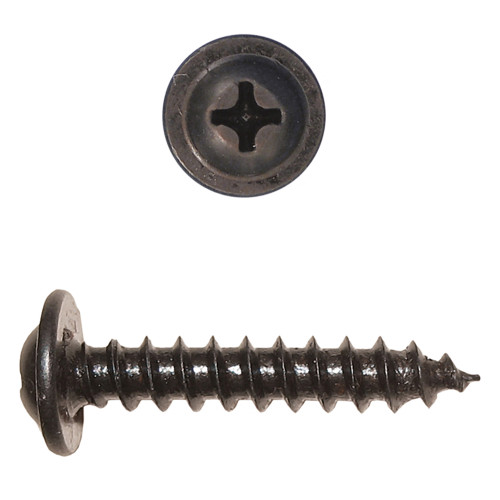 #8 x 1-1/4" Rnd Wshr Head SEMS Phlp Drive Trim Screws Steel Black Oxide | 105229-407