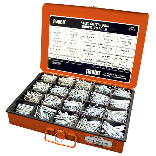 Zinc Plated Cotter Pin Assortment - Contains 1230 pcs, 20 sizes | 105020-618