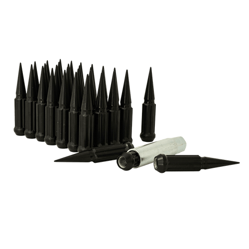 8 Lug Spline Spike Lug Nuts, Small Dia. M14-1.50 - Black Finish | (Qty 32 + Key) | 785SPK8-14150B