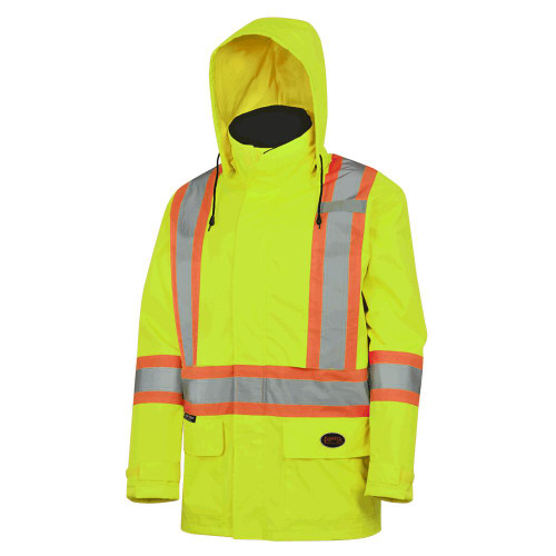 Hi-Vis 150D Lightweight Waterproof Safety Jacket - Detachable Hood - Hi-Vis Yellow/Green - S | SWXV1090160-S