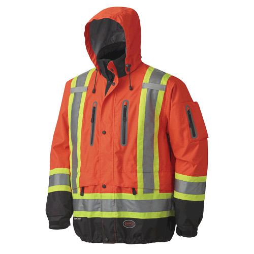 Hi-Vis Premium Safety Jacket - Waterproof/Breathable - Detachable Hood - Hi-Vis Orange - XS | SWXV1130150-XS