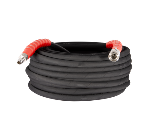 High-Pressure Hose - 100' X 3/8" Black, 6000 PSI, Double Steel Braided Rubber, QC Fittings | 30A85.238.211