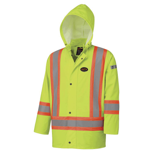 Hi-Vis FR Jacket - PU Stretch - 100% Waterproof - Detachable Hood - Hi-Vis Yellow/Green - 4XL | SWXV3520160-4XL