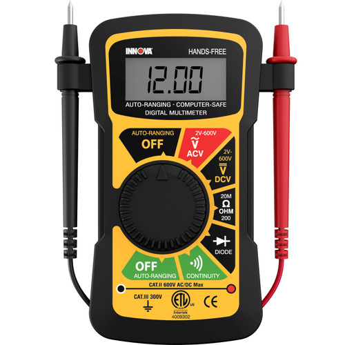 Auto-Ranging Digital Multimeter: Built-in Lead Holders, ETL/CE Listed, Auto Shutoff | 3833300
