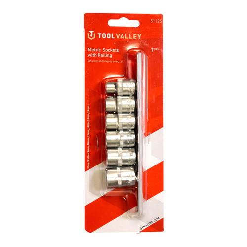 Metric Sockets w/ Rail, 7 Pcs - Red Table | TCT51125