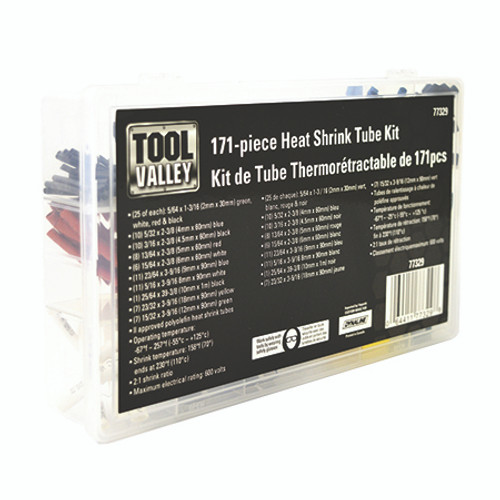 Heat Shrink Tube Kit - 171pc Pro Tool - Black Table | TCT77329