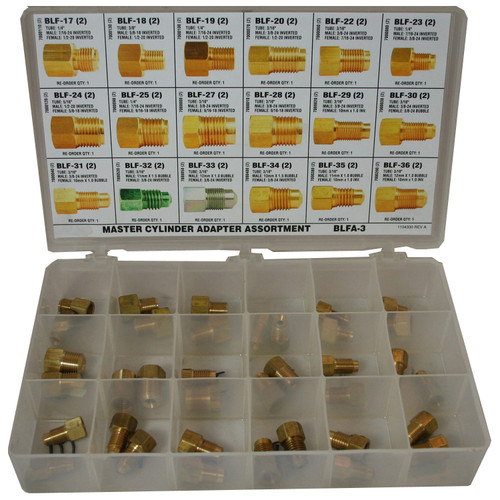 Master Cylinder Adapter Fitting Assortment, 18 SKU, BLFA-3 | AGSBLFA-3