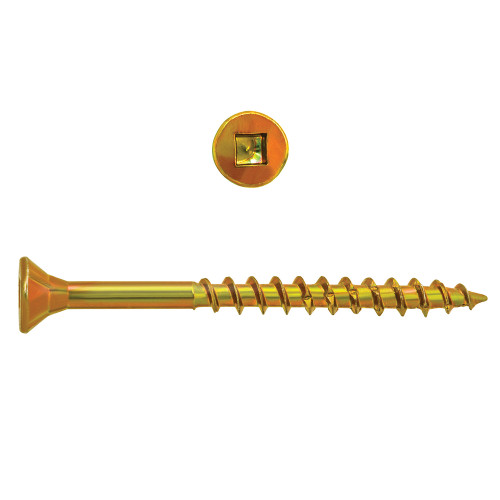 #8 x 3" Flat Head Square Drive Construction Screws Steel Zinc-Yellow | 105537-317