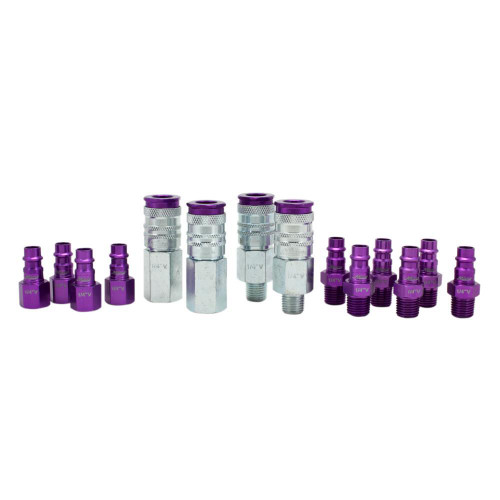 Colorfit Highflowpro Air Coupler And Plug Kit, V-Style Purple 1/4-In NPT High Flow Quick Connector | MLTS-314VKIT