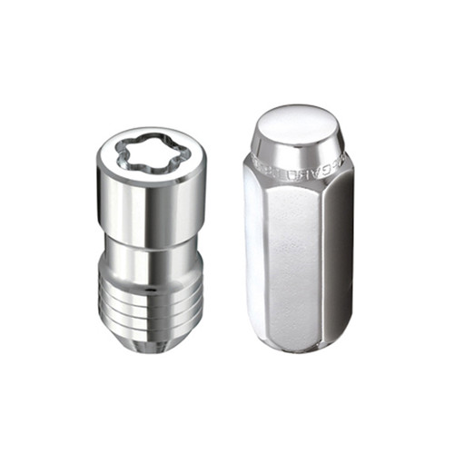 Chrome Cone Seat Wheel Installation Kit for 5 Lug Vehicles (M14 x 1.5 Thread Size); Set of 16 Lug Nuts, 4 Wheel Locks, 1 Key & Key Storage Pouch | 46284525