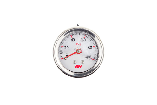 Liquid Filled Fuel Pressure Gauge - 1/8 NPT Inlet - 100PSI - Plain Black | RHP5001-100-3