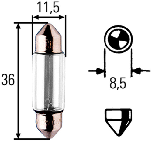 Bulb T3-1/4 12V 5W Sv8.5-8 | HELH83100011