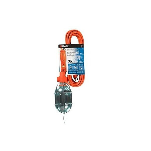 18/3-Gauge SJTW Trouble Light w/Metal Guard & Outlet, Orange, 75W, 25Ft | 661682