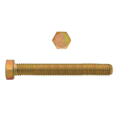 M10-1.50 x 90mm Metric Hex Head Cap Screws Class 10.9 Coarse Zinc-Yellow DIN933 FT | 105613-381TFL