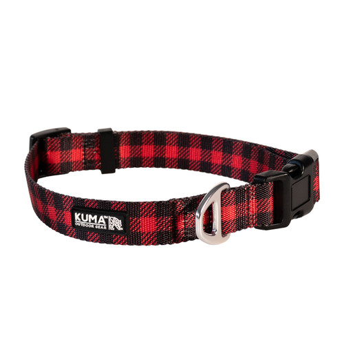 Lazy Bear Dog Collar - Large - 20-26" - Red/Black | 084703-KM-LBCL-RB-L