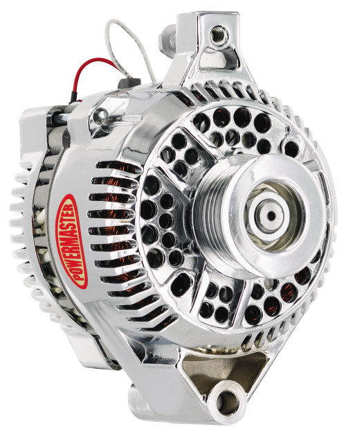 Alternator, Ford 3G, Small Frame Straight, 120 Amp, 85 Idle, 6 Groove and 1 Groove V Type Pulley, One Wire, Chrome | 12P177491