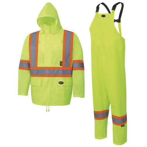 Hi-Vis 150D Oxford Poly/PU Waterproof Suit - Hi-Vis Yellow/Green | SWXV1080360
