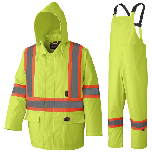 Hi-Vis 210D Oxford Poly/PVC Waterproof Suit - Hi-Vis Yellow/Green | SWXV1080260