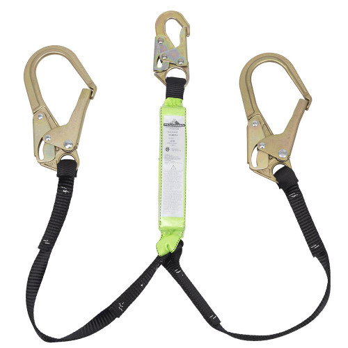 Shock Absorbing Lanyard  - SP - Twin Leg - Snap & Form Hooks - 4' (1.2 m) - 200 - 350 lb Capacity | SWXV8104924