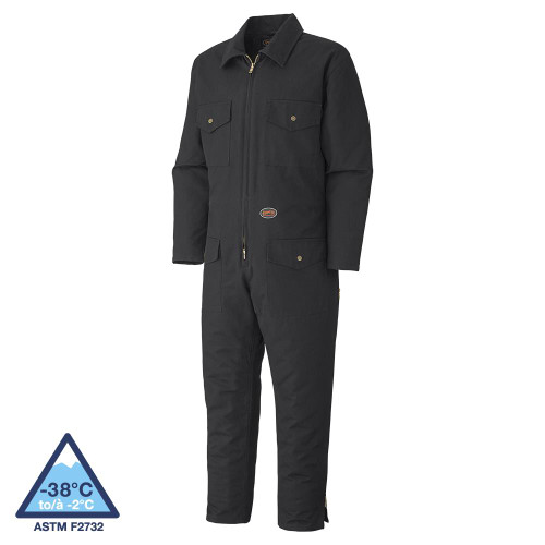 Quilted Cotton Duck Coveralls - Zipper Closure - Black - M | SWXV206017A-M