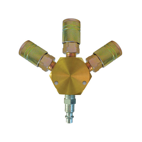 3-Way Brass Air Splitter With 1/4 Industrial Quick Couplers | 47T20.703C