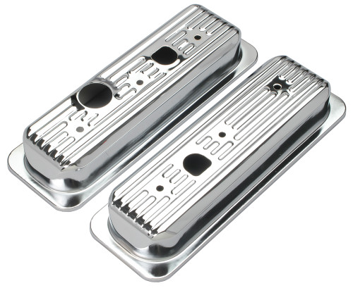 "Traditional" Design Valve Covers; Short; 1985-1995 Chevy 4.3L V6- Chrome | 5189458