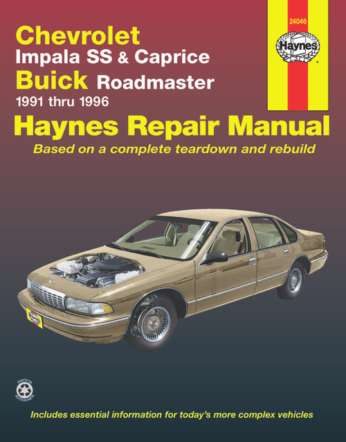Repair Manual, Chevrolet Impala SS & Buick Roadmaster, '91-'96 | 44324046