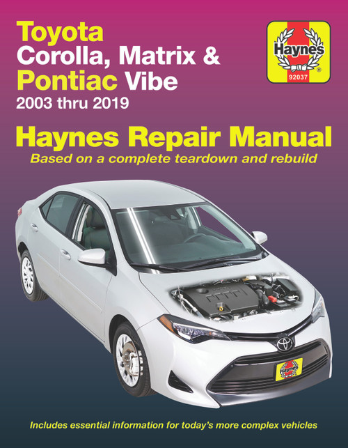 Repair Manual, Toyota Corolla (03-19) & Matrix (03-14) & Pontiac Vibe (03-10) | 44392037