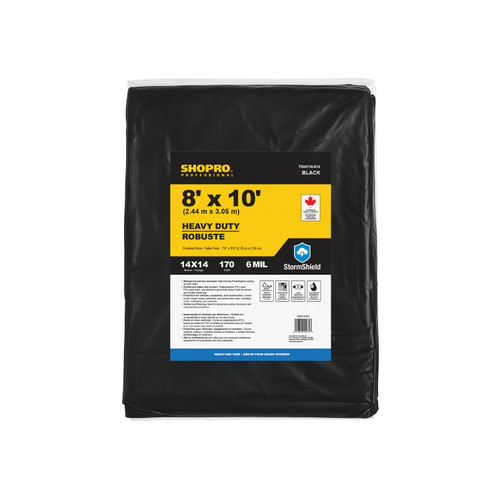 6-mil 8' x 10' HD StormShield Tarp- Black | 679T004116-810