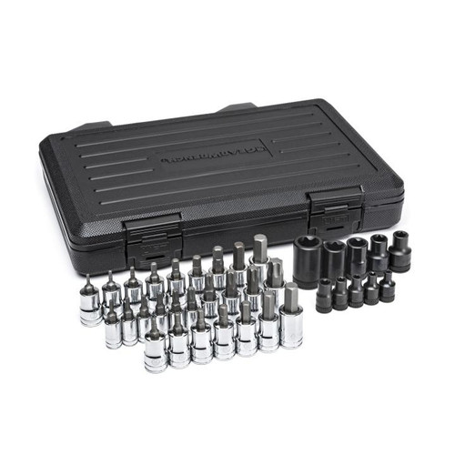 36 Piece 1/4", 3/8" & 1/2" Drive Standard Hex, E-Torx & Torx Bit SAE/Metric Socket Set | APX80726
