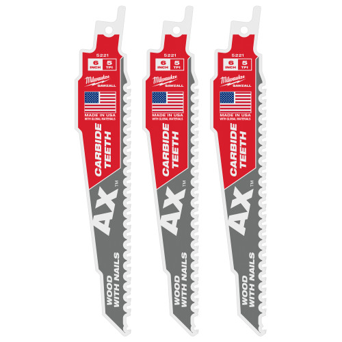 6" 5 TPI AX with Carbide Teeth SAWZALL Blade, Wood with Nails (1 PK) | MET48-00-5221CAN